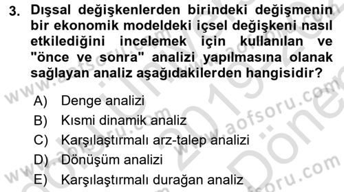 Mikro İktisat Dersi 2019 - 2020 Yılı (Final) Dönem Sonu Sınav Soruları 3. Soru
