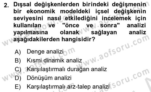 Mikro İktisat Dersi 2023 - 2024 Yılı Yaz Okulu Sınav Soruları 2. Soru