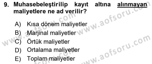 Mikro İktisat Dersi 2023 - 2024 Yılı Yaz Okulu Sınav Soruları 9. Soru
