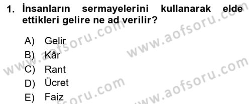 Mikro İktisat Dersi 2024 - 2025 Yılı (Final) Dönem Sonu Sınav Soruları 1. Soru