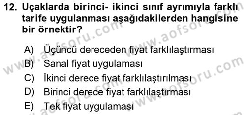 Mikro İktisat Dersi 2024 - 2025 Yılı (Final) Dönem Sonu Sınav Soruları 12. Soru