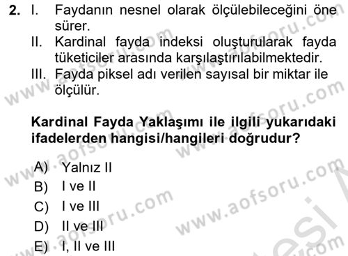 Mikro İktisat Dersi 2024 - 2025 Yılı (Final) Dönem Sonu Sınav Soruları 2. Soru