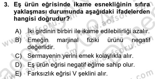 Mikro İktisat Dersi 2024 - 2025 Yılı (Final) Dönem Sonu Sınav Soruları 3. Soru