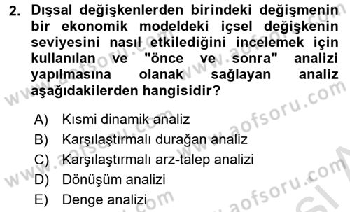 Mikro İktisat Dersi 2024 - 2025 Yılı Yaz Okulu Sınav Soruları 2. Soru