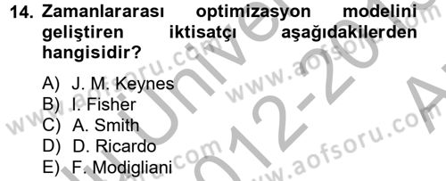 Makro İktisat Dersi 2012 - 2013 Yılı (Vize) Ara Sınav Soruları 14. Soru