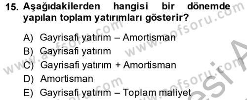 Makro İktisat Dersi 2013 - 2014 Yılı (Vize) Ara Sınav Soruları 15. Soru