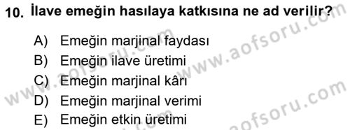 Makro İktisat Dersi 2015 - 2016 Yılı (Vize) Ara Sınav Soruları 10. Soru