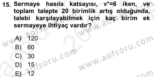 Makro İktisat Dersi 2015 - 2016 Yılı (Vize) Ara Sınav Soruları 15. Soru