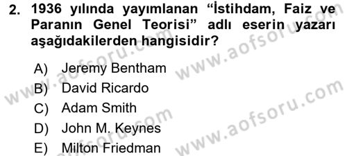 Makro İktisat Dersi 2015 - 2016 Yılı (Vize) Ara Sınav Soruları 2. Soru