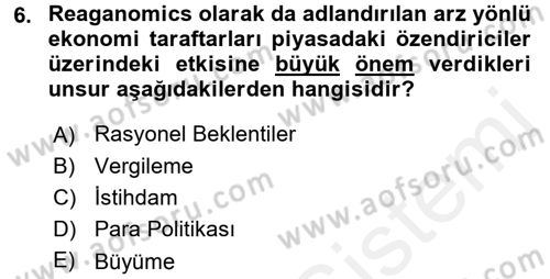 Makro İktisat Dersi 2015 - 2016 Yılı (Vize) Ara Sınav Soruları 6. Soru