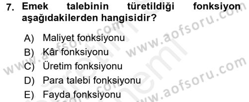 Makro İktisat Dersi 2015 - 2016 Yılı (Vize) Ara Sınav Soruları 7. Soru