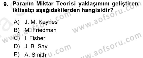 Makro İktisat Dersi 2015 - 2016 Yılı (Vize) Ara Sınav Soruları 9. Soru