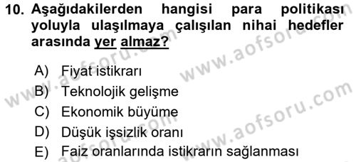 Makro İktisat Dersi 2017 - 2018 Yılı (Vize) Ara Sınav Soruları 10. Soru