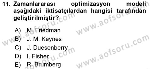 Makro İktisat Dersi 2017 - 2018 Yılı (Vize) Ara Sınav Soruları 11. Soru