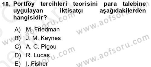 Makro İktisat Dersi 2017 - 2018 Yılı (Vize) Ara Sınav Soruları 18. Soru