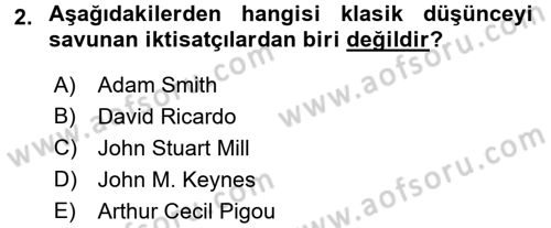 Makro İktisat Dersi 2017 - 2018 Yılı (Vize) Ara Sınav Soruları 2. Soru