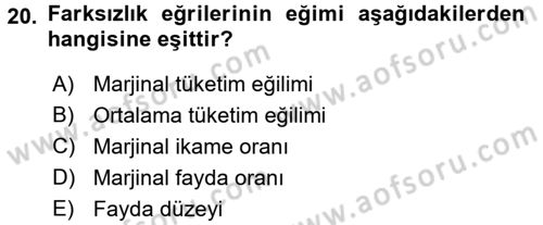 Makro İktisat Dersi 2017 - 2018 Yılı (Vize) Ara Sınav Soruları 20. Soru