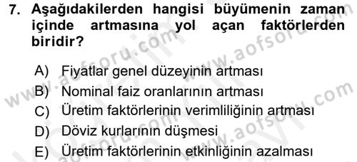 Makro İktisat Dersi 2017 - 2018 Yılı (Vize) Ara Sınav Soruları 7. Soru