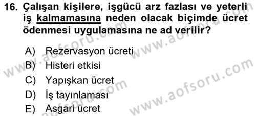 Makro İktisat Dersi 2018 - 2019 Yılı 3 Ders Sınavı 16. Soru