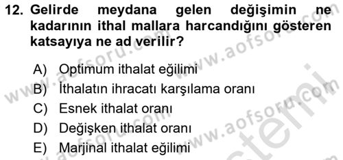 Makro İktisat Dersi 2024 - 2025 Yılı (Vize) Ara Sınav Soruları 12. Soru