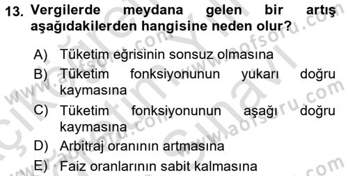 Makro İktisat Dersi 2024 - 2025 Yılı (Vize) Ara Sınav Soruları 13. Soru