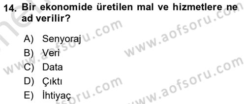 Makro İktisat Dersi 2024 - 2025 Yılı (Vize) Ara Sınav Soruları 14. Soru