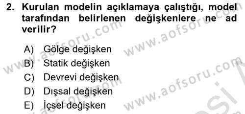 Makro İktisat Dersi 2024 - 2025 Yılı (Vize) Ara Sınav Soruları 2. Soru