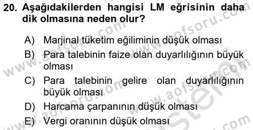 Makro İktisat Dersi 2024 - 2025 Yılı (Vize) Ara Sınav Soruları 20. Soru