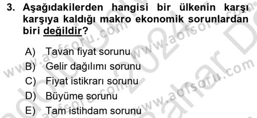 Makro İktisat Dersi 2024 - 2025 Yılı (Vize) Ara Sınav Soruları 3. Soru