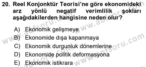 Makro İktisat Dersi 2024 - 2025 Yılı (Final) Dönem Sonu Sınav Soruları 20. Soru