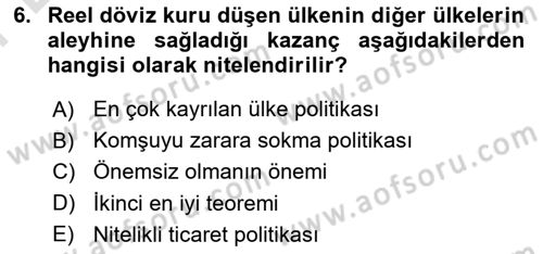 Makro İktisat Dersi 2024 - 2025 Yılı (Final) Dönem Sonu Sınav Soruları 6. Soru