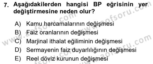 Makro İktisat Dersi 2024 - 2025 Yılı (Final) Dönem Sonu Sınav Soruları 7. Soru