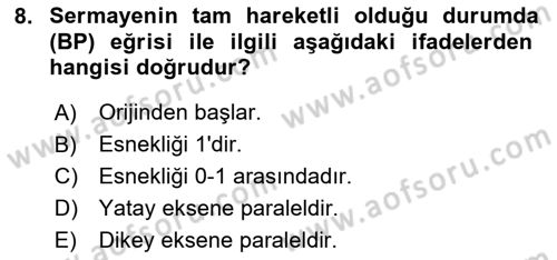 Makro İktisat Dersi 2024 - 2025 Yılı (Final) Dönem Sonu Sınav Soruları 8. Soru