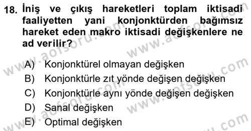 Makro İktisat Dersi 2024 - 2025 Yılı Yaz Okulu Sınav Soruları 18. Soru