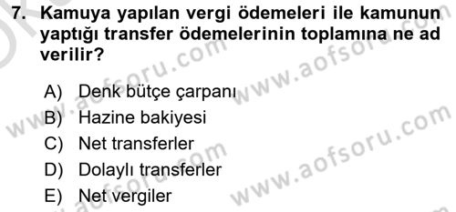 Makro İktisat Dersi 2024 - 2025 Yılı Yaz Okulu Sınav Soruları 7. Soru