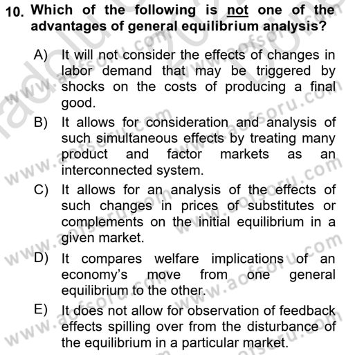 Microeconomic Theory Dersi 2022 - 2023 Yılı (Final) Dönem Sonu Sınav Soruları 10. Soru