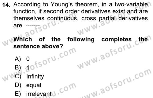 Microeconomic Theory Dersi 2022 - 2023 Yılı (Final) Dönem Sonu Sınav Soruları 14. Soru