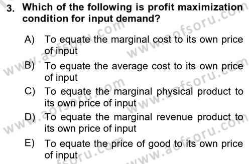 Microeconomic Theory Dersi 2022 - 2023 Yılı (Final) Dönem Sonu Sınav Soruları 3. Soru