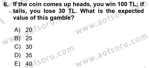 Microeconomic Theory Dersi 2022 - 2023 Yılı (Final) Dönem Sonu Sınav Soruları 6. Soru