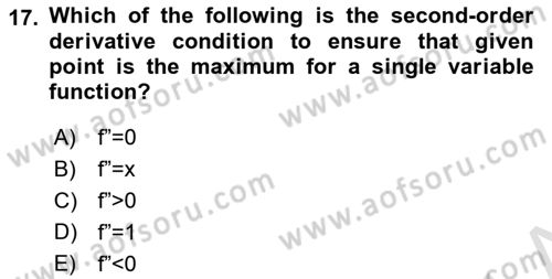 Microeconomic Theory Dersi 2022 - 2023 Yılı Yaz Okulu Sınav Soruları 17. Soru