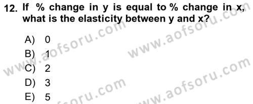 Microeconomic Theory Dersi 2023 - 2024 Yılı (Vize) Ara Sınavı 12. Soru