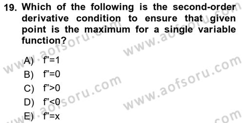 Microeconomic Theory Dersi 2023 - 2024 Yılı (Vize) Ara Sınavı 19. Soru