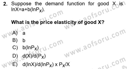 Microeconomic Theory Dersi 2023 - 2024 Yılı (Vize) Ara Sınavı 2. Soru
