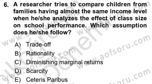 Microeconomic Theory Dersi 2023 - 2024 Yılı (Vize) Ara Sınavı 6. Soru