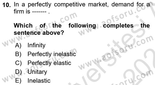 Microeconomic Theory Dersi 2023 - 2024 Yılı (Final) Dönem Sonu Sınav Soruları 10. Soru