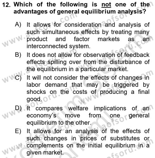 Microeconomic Theory Dersi 2023 - 2024 Yılı (Final) Dönem Sonu Sınav Soruları 12. Soru