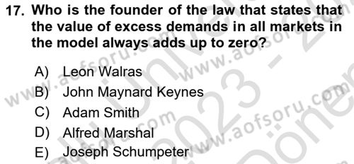 Microeconomic Theory Dersi 2023 - 2024 Yılı (Final) Dönem Sonu Sınav Soruları 17. Soru