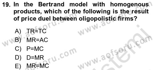 Microeconomic Theory Dersi 2023 - 2024 Yılı (Final) Dönem Sonu Sınav Soruları 19. Soru