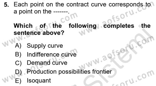 Microeconomic Theory Dersi 2023 - 2024 Yılı (Final) Dönem Sonu Sınav Soruları 5. Soru