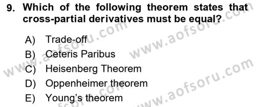 Microeconomic Theory Dersi 2023 - 2024 Yılı (Final) Dönem Sonu Sınav Soruları 9. Soru